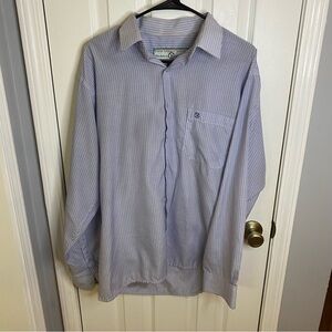 Classic Blue Striped Men's Shirt Vintage Preppy Work Shirt